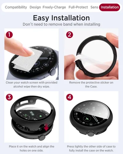 Miniatura 7 de Miimall - Juego de 2 fundas con protector de pantalla para Google Pixel Watch 4 de 1.772 pulgadas, antiarañazos, sensible de alta definición