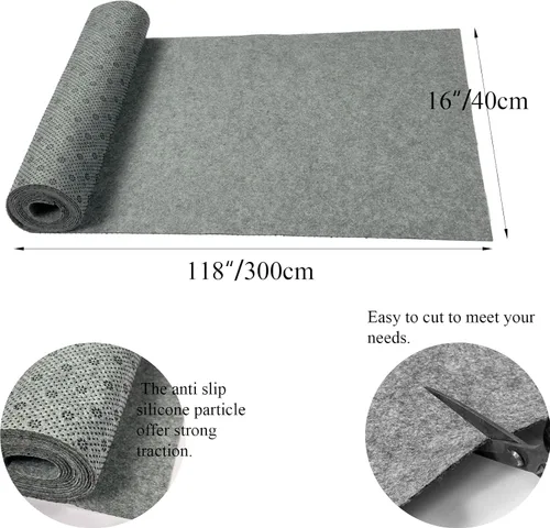 Miniatura 3 de Prriudy Alfombra antideslizante de 16 x 118 pulgadas, alfombra de fieltro antideslizante para pasarelas de invierno, puerta delantera, escaleras