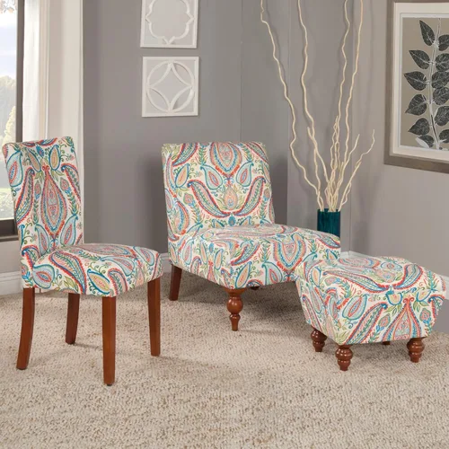 Miniatura 74 de Homepop Silla de comedor con detalles festoneados, sillas de comedor Parsons tapizadas, muebles decorativos para el hogar, tejido gris claro
