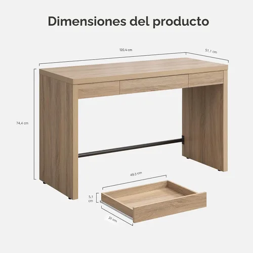 Miniatura 2 de SICOTAS Mesa de Escritorio para Computadora - Mesa de Estudio de Madera de 47 Pulgadas para Dormitorio, Escritorio de Oficina Estilo Granja