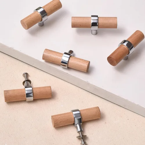 Miniatura 12 de Indian Shelf Paquete de 6 manijas de madera natural para cajones, pomos de tocador, tiradores de armario, estilo decorativo elegante