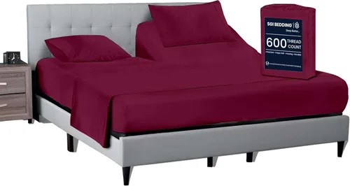 Miniatura 36 de SGI bedding Juego de sábanas King de 36 pulgadas, 100 % algodón egipcio, sábanas ajustables de 600 hilos, juego de sábanas ajustables de 4 piezas