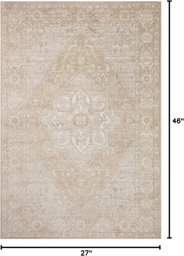 Miniatura 2 de Loloi Odette Collection ODT-05 - Alfombra decorativa beige y plateada de 2 pies y 3 pulgadas x 3 pies y 10 pulgadas