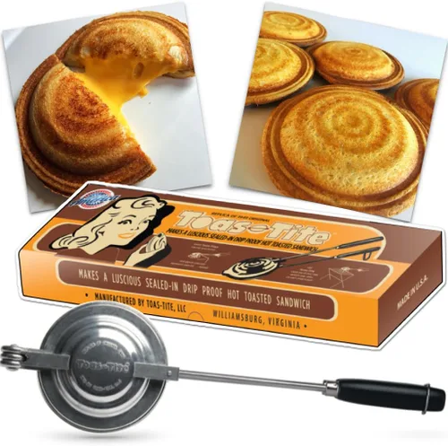 Fabricante de Sándwiches Portátil, Parrilla Clásica para Sándwiches y Prensa para Paninis, Plancha para Empanadas de Aluminio Fundido, Tostador