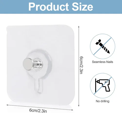 Miniatura 2 de 30 piezas de ganchos de pared autoadhesivos sin necesidad de perforación para colgar, ganchos adhesivos sin dejar rastro para marcos sin usar clavos