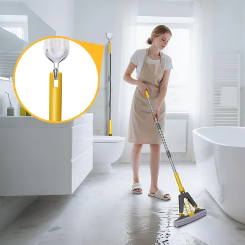 Miniatura 8 de Masthome Trapeador de esponja, mopa de esponja con rodillo con 3 recambios absorbentes de PVA, mopas de esponja autoexprimibles y mango de acero