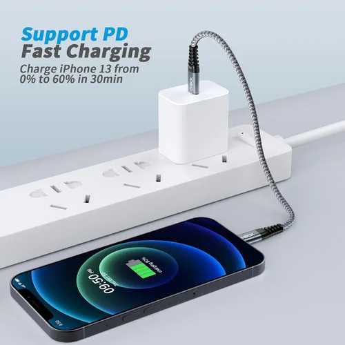 Miniatura 3 de ohbox Paquete de 2 cables USB-C a Lightning de 1 pie, cable de carga para iPhone tipo C con certificación MFi, carga rápida, compatible con iPhone