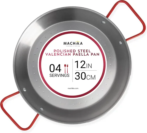Miniatura 10 de Machika Sartén de acero al carbono para paella, perfecta para exteriores, camping, fiestas y más 2 porciones 10 pulgadas