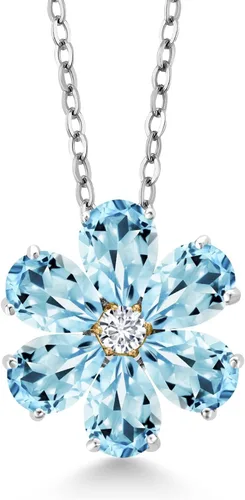 Miniatura 11 de Gem Stone King Collar de plata de ley 925 y oro amarillo de 10 quilates con piedra natal y diamantes cultivados en laboratorio, forma de pera