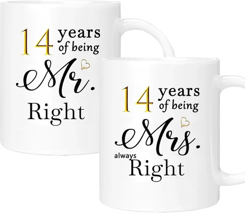 Miniatura 21 de Juego de 2 tazas de café para el 37 aniversario, regalos de boda para parejas, padres, abuelos, hombres, mujeres, marido, esposa, él, ella, caja