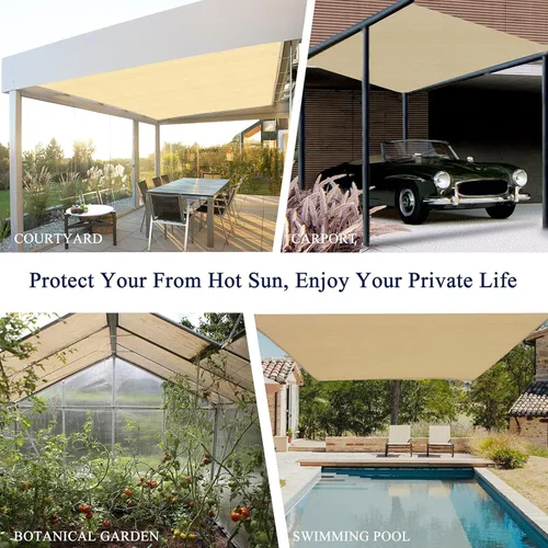Miniatura 5 de Tela de Sombra Solar para Exteriores 90%, 10' x 20', Pérgola, Terraza y Patio Trasero con Protección UV, Material HDPE Resistente al Calor, Ojales