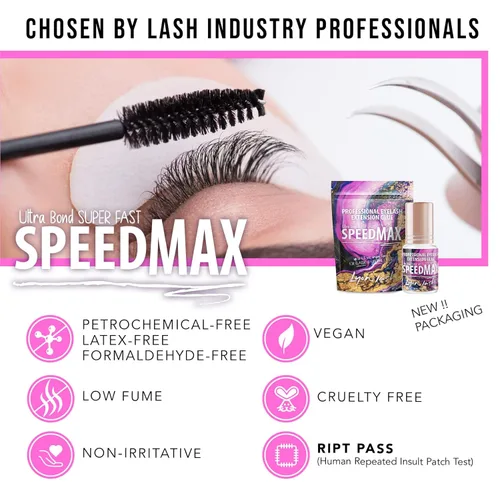 Miniatura 3 de Lyon Lash SPEEDMAX - Pegamento para extensión de pestañas, 0.3 a 1.3 segundos, tiempo de secado de hasta 8 semanas, suministros adhesivos negros