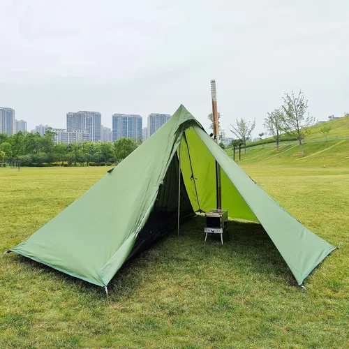 Miniatura 8 de Tienda de campaña para 2-4 personas, para 4 estaciones, ultraligera, fácil de montar, estilo Teepee caliente