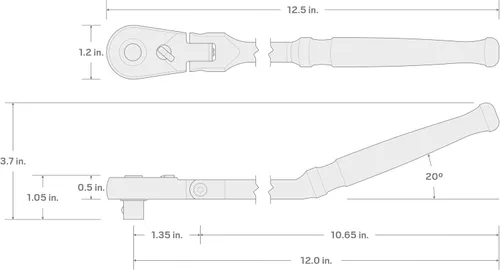 Miniatura 7 de TEKTON Trinquete de liberación rápida de 3/8 pulgadas x 12 pulgadas con cabeza flexible y mango curvo largo SRH33112