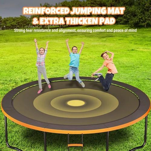 Miniatura 5 de Kiivakii Trampolín de 10 pies, 12 pies, 14 pies, 16 pies, trampolines para exteriores para niños y adultos, trampolines recreativos con postes
