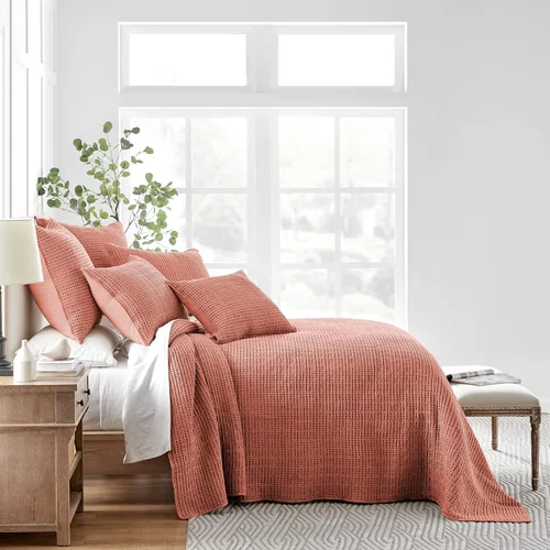 Miniatura 32 de Levtex Home Mills Waffle - Juego de colcha King (122 x 106 pulgadas) con 2 fundas de almohada (36 x 20 pulgadas) - Rubor - Juego de colcha de Blush