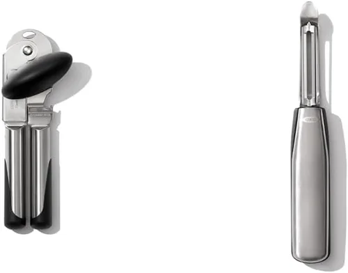 OXO Abrelatas SteeL y pelador giratorio de acero
