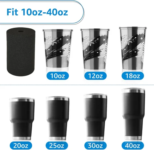 Miniatura 4 de LANIAKEA Espuma para voltear tazas, 12 piezas de insertos de espuma para manualidades de vasos de 10 a 40 onzas, insertos de girador de vaso negro