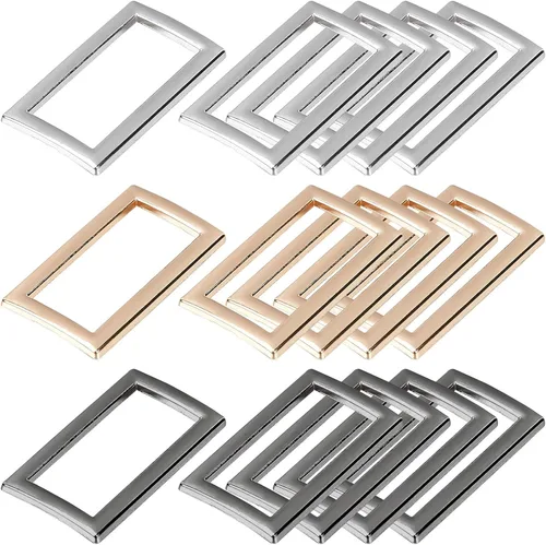 GORGECRAFT 1 caja de 3 colores, 15 anillos rectangulares planos de metal, hebilla de 1 pulgada (0.984 in), correa cuadrada para cinturón, anillos
