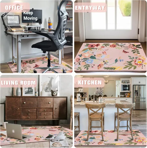 Miniatura 6 de Tapete para silla de oficina para suelo de madera dura, 36 x 48 pulgadas, alfombras de oficina para sillas rodantes de videojuegos, silla de Rosa