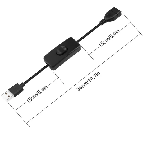 Miniatura 5 de Cable de extensión USB, 4 unidades, 5 V, macho a hembra, extensor con interruptor, adecuado para ventilador USB de 5 V, tira LED, lámpara