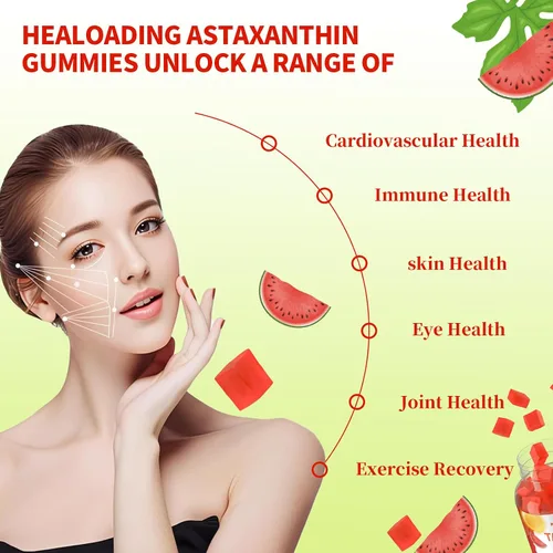 Miniatura 3 de Gomitas de suplementos de astaxantina de 12 mg: suplemento antioxidante para apoyar la salud de los ojos, la piel, las articulaciones y el sistema