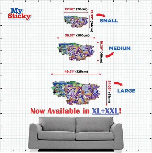 Miniatura 6 de Calcomanía de pared de graffiti con borde de hormigón profundo, calcomanía de vinilo personalizada (MYS107-S)