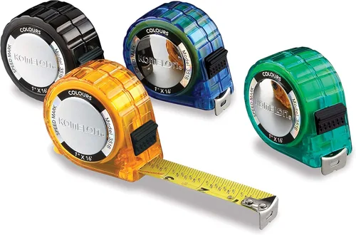 Komelon Cinta métrica de 3516 colores con hoja de acero recubierto de acrílico, 16 pies por 1 pulgada, varios colores