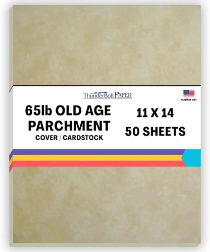 Miniatura 24 de 50 hojas de papel de cubierta de pergamino de la vejez de 65 libras, hojas de colores con peso de cartulina 8.5 x 11 pulgadas, tamaño de carta