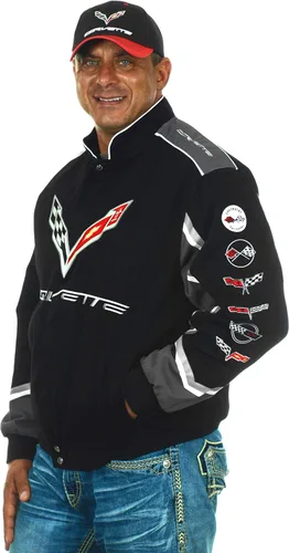 Miniatura 4 de JH DESIGN GROUP Chaqueta de sarga de algodón bordada Chevy Corvette C7 para hombre