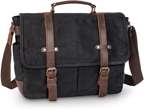 Miniatura 2 de Bolsa de mensajero para hombre, maletines para laptop de 15.6 pulgadas, bolsa cruzada para computadora, trabajo, oficina
