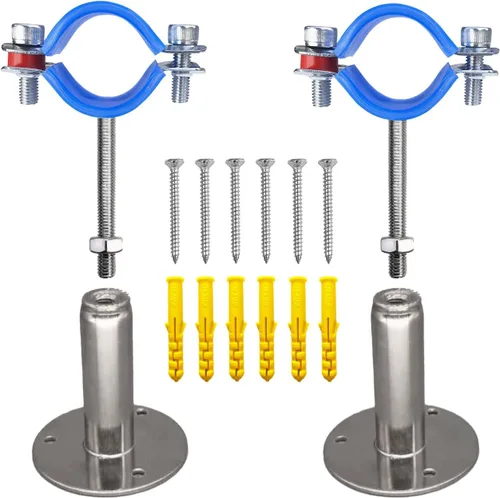 Miniatura 5 de Soportes de tubería de montaje en techo para montaje en pared, abrazaderas de tubo ajustables, perchas, acero inoxidable 304, 2 piezas adecuadas