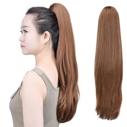 Miniatura 44 de SYXLCYGG Auburn Clip Cola de caballo Clip Cola de caballo Extensión de cola de caballo ondulado 10 pulgadas 3.5 oz pelo sintético falso pieza