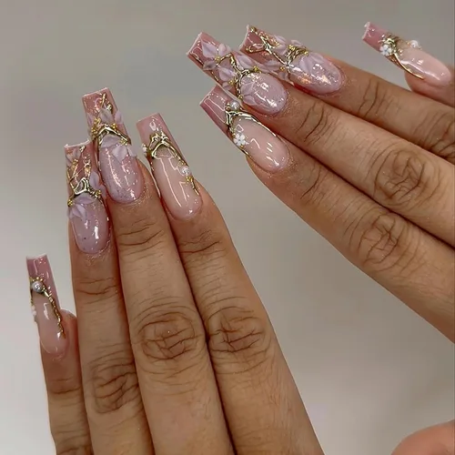 Miniatura 23 de MISUD Uñas postizas a presión – Uñas postizas largas con punta francesa negra, diseño de diamantes de imitación verde acrílico, 24 piezas 01702verde