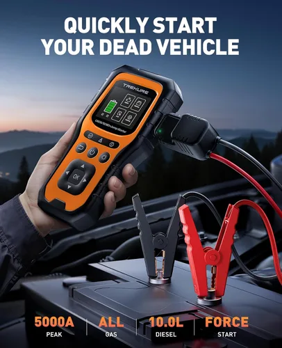 Miniatura 2 de Arrancador de batería de automóvil con escáner OBD2 5000A, arrancador de batería de automóvil portátil (toda gasolina/10L diésel), caja de arranque