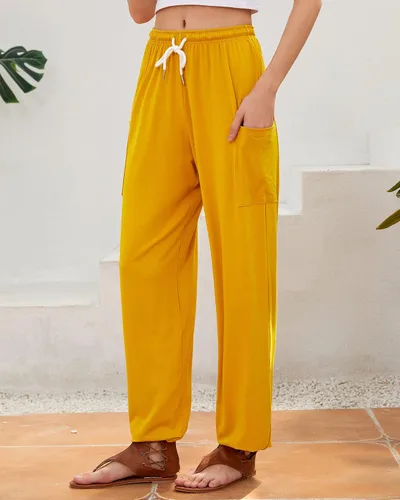 Miniatura 8 de QIANXIZHAN Pantalones de harén para mujer, pantalones hippie palazzo, pantalones bohemios, ropa de yoga con bolsillos