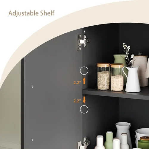 Miniatura 7 de LYNSOM Armario de almacenamiento con puertas y estantes, gabinete de oficina independiente, aparador de madera moderno para cocina, sala de estar