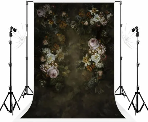 Kate Fondo de fotografía de flores abstractas de color oscuro de 6.5 x 10 pies (6.6 x 9.8 ft) para retrato de maternidad, fondo de fotografía