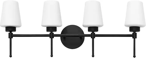 Miniatura 11 de Lámpara de baño de latón cepillado, 3 luces de 24 pulgadas, aplique de pared moderno con pantalla de vidrio para sobre el espejo, clasificación