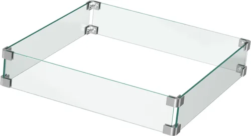 Ciays Protector de viento de vidrio de 28 pulgadas / 32 pulgadas para fogata de propano, se adapta a mesa de gas de acero de 50,000 BTU, funciona