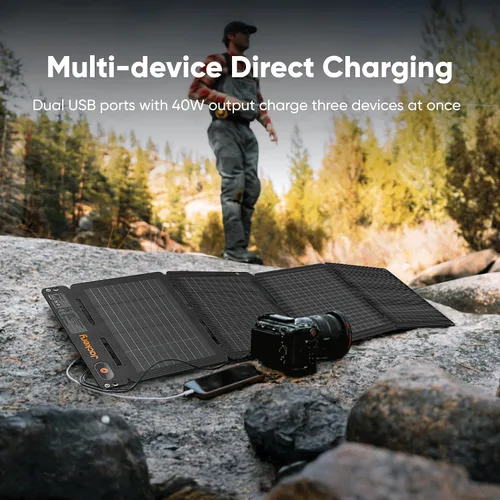 Miniatura 3 de Jackery SolarSaga 40W Air - Panel solar, 23% de eficiencia de conversión, paneles bifaciales PERC de tamaño libro, impermeable IP65, cargador solar