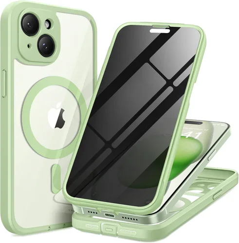 Miniatura 25 de TIESZEN Funda para iPhone 15, compatible con MagSafe, protector de pantalla de privacidad integrado y protección de cámara, antiespía, cuerpo
