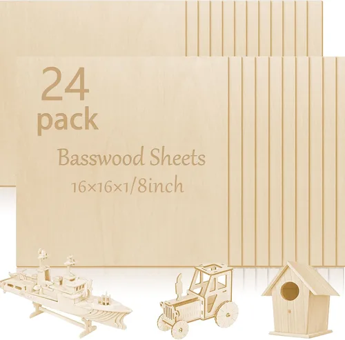 Miniatura 19 de 48 piezas de madera contrachapada de abedul báltico, 12 x 12 x 1/8 pulgadas, 0.118 pulgadas de grosor, madera sin terminar para manualidades, corte