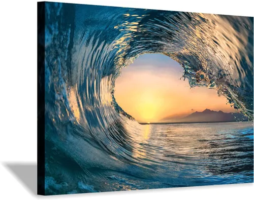 Miniatura 24 de Hardy Gallery Lienzo impreso con diseño de camino de playa: lienzo con imagen del océano costero, arte de pared tamaño pequeño para baño