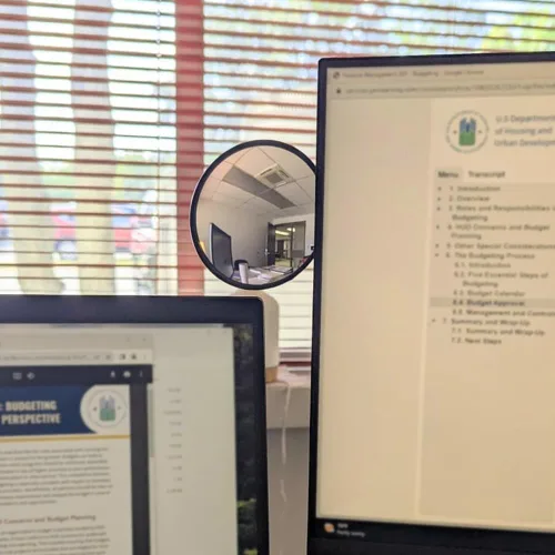 Miniatura 3 de Espejo de visión trasera de cubículo con clip acrílico Ampper, espejo convexo de seguridad flexible para monitores de visión trasera de escritorio
