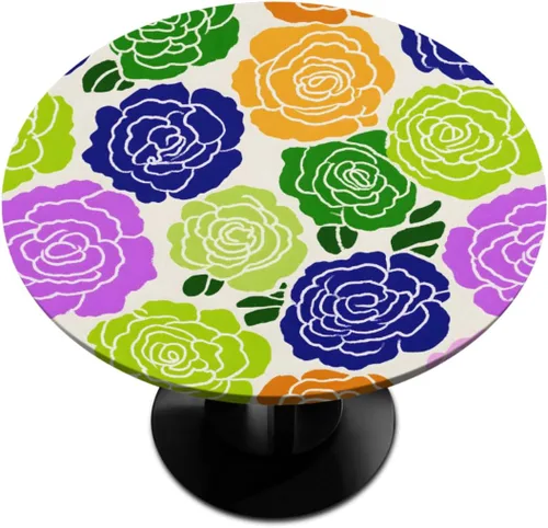Miniatura 61 de Pardick - Mantel redondo de textura de mármol con borde elástico de mármol gris, pequeño mantel redondo, mantel circular lavable para decoración