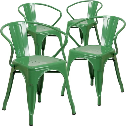 Miniatura 23 de Flash Furniture silla de metal con apoyabrazos, Metal, Negro