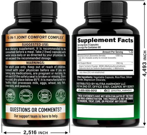 Miniatura 2 de Boswellia 1200mg - Extracto de Boswellia Cúrcuma Ácido Hialurónico MSM SAMe - Salud y Comodidad Articular - Boswellia Serrata 65% Ácido