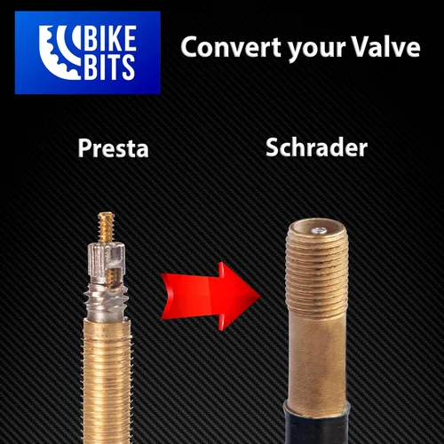 Miniatura 2 de Adaptador de válvula Presta para bicicleta – Convierte Presta a Schrader – Francés/Reino Unido a Estados Unidos – infla neumáticos con bomba Gorras