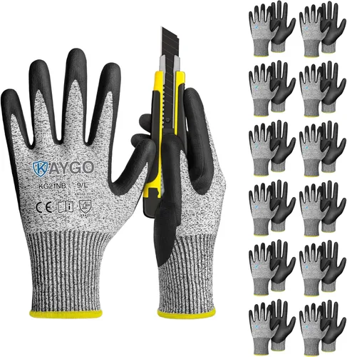 Miniatura 16 de KAYGO 2 pares de guantes de trabajo resistentes a cortes para hombres y mujeres, guantes de corte ANSI A3, guantes de trabajo de seguridad de Negro